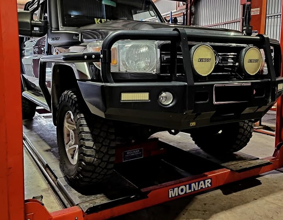 Cars in for service at the MP Mechanical workshop